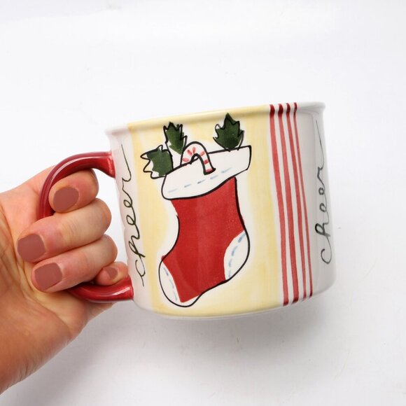 Vintage Large Eddie Bauer Christmas Mug Ceramic 1998 Lightweight Cheer Stocking - Picture 2 of 8